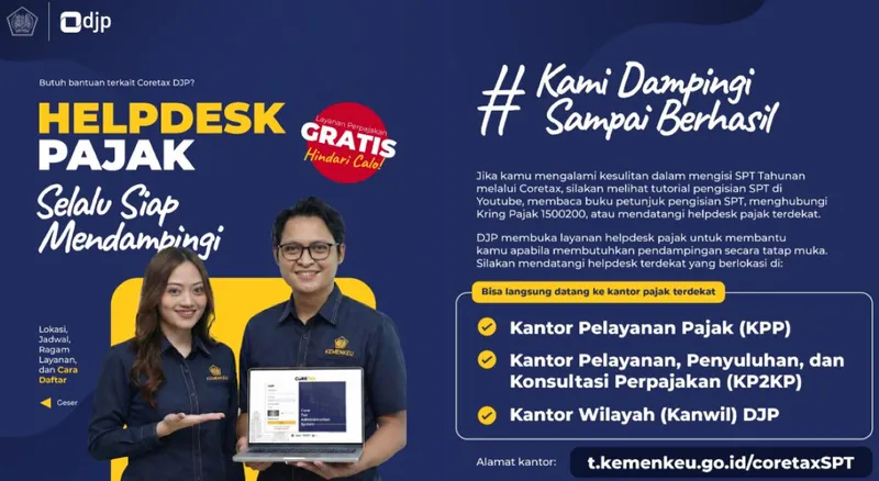 DJP Siapkan Helpdesk Pajak Gratis untuk Dampingi SPT Tahunan di Coretax
