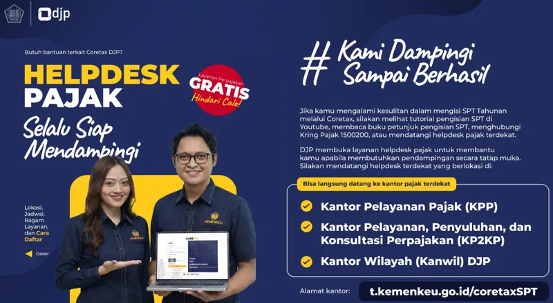 DJP Siapkan Helpdesk Pajak Gratis untuk Dampingi SPT Tahunan di Coretax